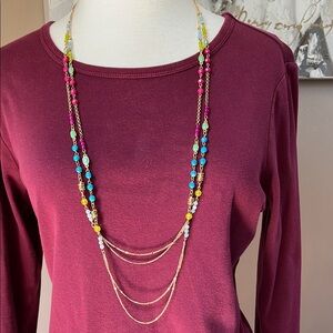 Vera Bradley Double Chain Semi Precious Beaded Necklace